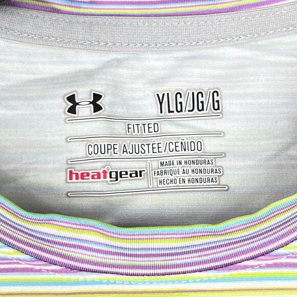 Batman Shirt Girls Large Purple Youth Under Armour Fitted Heatgear UPF 30+ - Picture 3 of 8